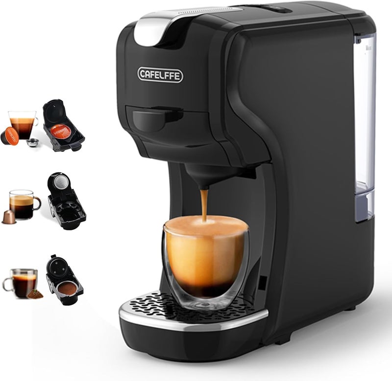 كافلف آلة قهوة Cafelffe MK-611 متعددة الكبسولات (3 في 1)، قابلة لضبط ارتفاع الكوب، تقنية التحضير السريع للقهوة الساخنة/الباردة بضغط 19 بار، آلة إسبريسو مدمجة للاستخدام المنزلي والمكتبي، متوافقة مع أنواع القهوة Nes Original/DG/Ground. - Image 1