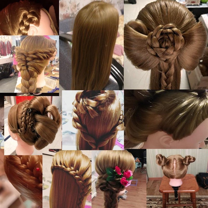 Professional Hair Styling Mannequin Head for Braiding Cutting Coloring Training – Heat Resistant Synthetic Hair with Straight Bangs - Image 3