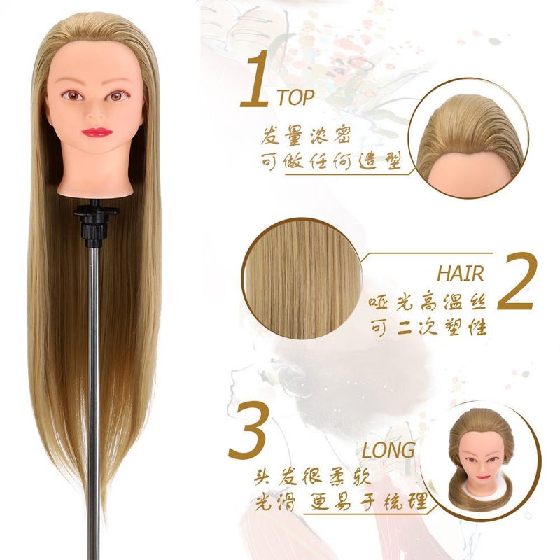 Professional Hair Styling Mannequin Head for Braiding Cutting Coloring Training – Heat Resistant Synthetic Hair with Straight Bangs - Image 4