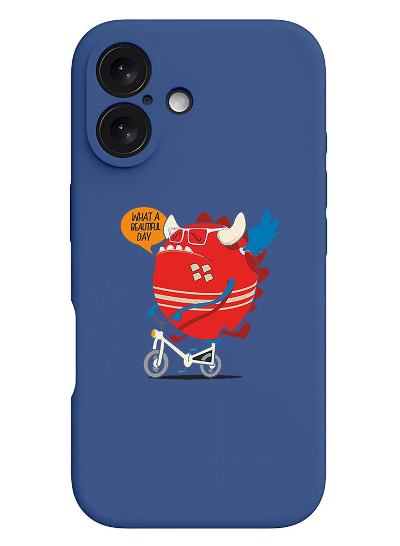 Theodor Protective Slim Fit Case Liquid Silicone Cover with Full Body Protection Anti-Scratch Shockproof Case For Apple iPhone 17 (Blue) What a beautiful day - Image 1