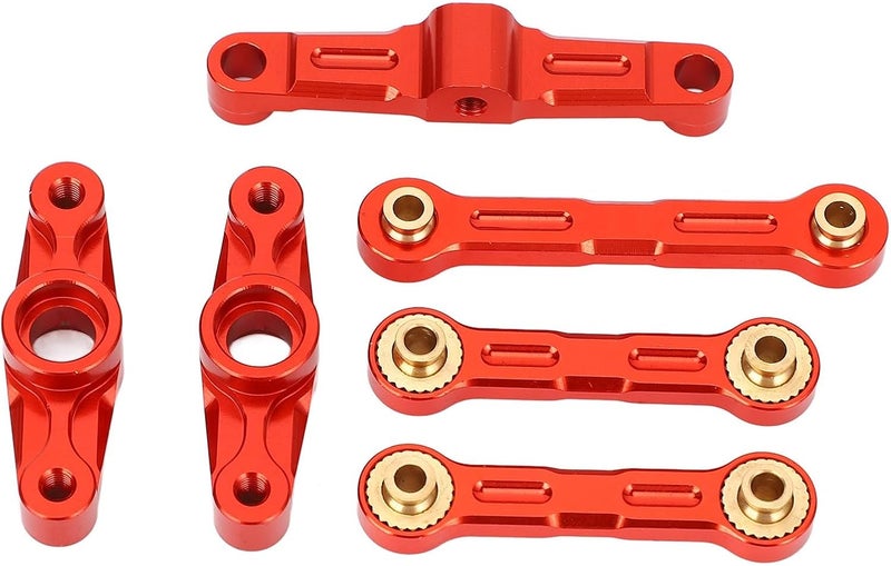 RC Car Steering Tie Rod, Alloy Upgrade Part for TT02, with Improved Handling and Control, Easy Installation (Red) - Image 2