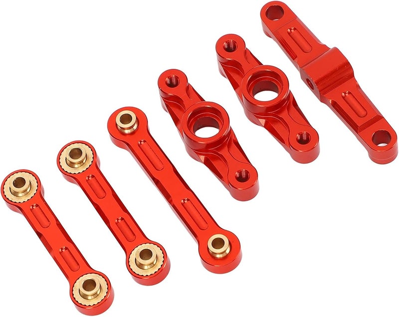 RC Car Steering Tie Rod, Alloy Upgrade Part for TT02, with Improved Handling and Control, Easy Installation (Red) - Image 3