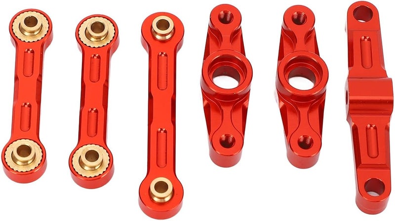 RC Car Steering Tie Rod, Alloy Upgrade Part for TT02, with Improved Handling and Control, Easy Installation (Red) - Image 1