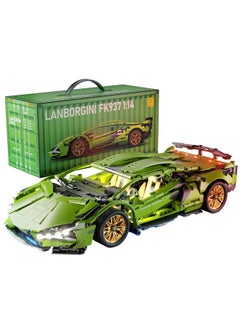 Green sports car with power version and lights