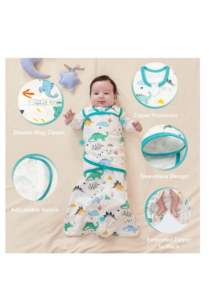 Baby Swaddle Wearable Blanket 3-Way Adjustable Transtion Sleep Sack 100% Cotton Swaddle Wrap with Beanie Cap Infant Cotton Swaddle for Newborn Infant Boy Girl 0-6 Months - Image 4