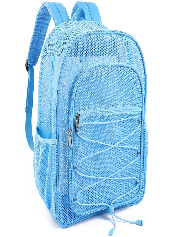 COVAX Heavy Duty Mesh Backpack, See Through College Backpack, Blue, 16.5 x 13 x 5.5 inches, Classic - Image 1