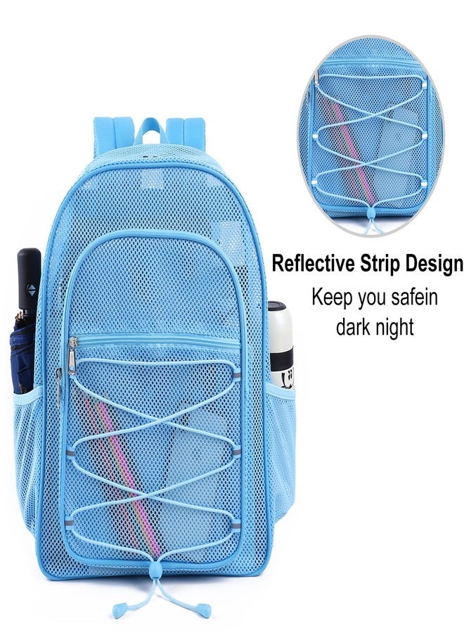 COVAX Heavy Duty Mesh Backpack, See Through College Backpack, Blue, 16.5 x 13 x 5.5 inches, Classic - Image 3