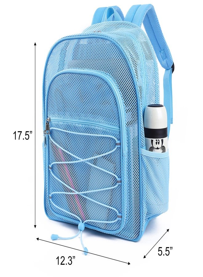 COVAX Heavy Duty Mesh Backpack, See Through College Backpack, Blue, 16.5 x 13 x 5.5 inches, Classic - Image 2