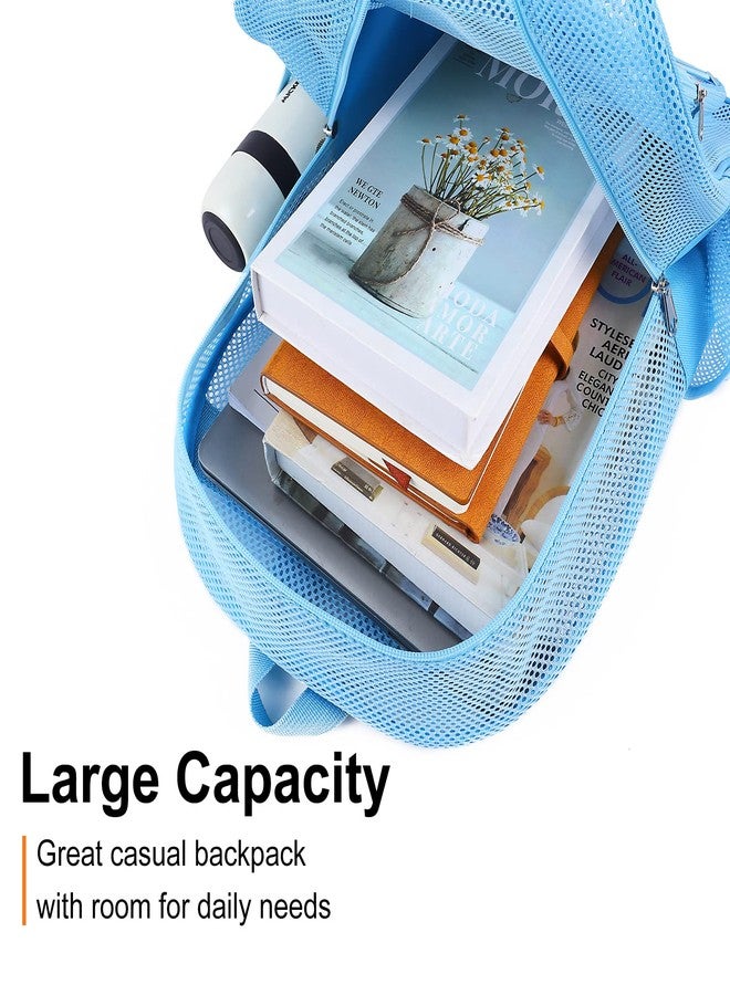 COVAX Heavy Duty Mesh Backpack, See Through College Backpack, Blue, 16.5 x 13 x 5.5 inches, Classic - Image 4