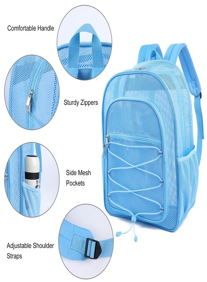 COVAX Heavy Duty Mesh Backpack, See Through College Backpack, Blue, 16.5 x 13 x 5.5 inches, Classic - Image 5