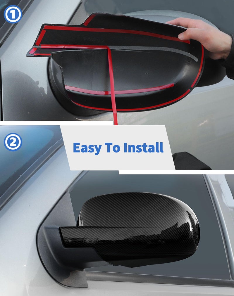 DSWSQ Rearview Mirror Fully Caps Covers Compatible with 2007-2014 Chevy Silverado GMC Sierra Avalanche Tahoe Suburban Yukon Escalade ESV Left Right Side View Mirror Cover Caps, Carbon Fiber - Image 4