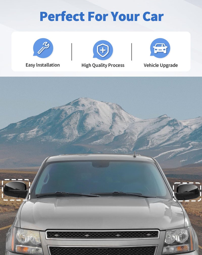 DSWSQ Rearview Mirror Fully Caps Covers Compatible with 2007-2014 Chevy Silverado GMC Sierra Avalanche Tahoe Suburban Yukon Escalade ESV Left Right Side View Mirror Cover Caps, Carbon Fiber - Image 3