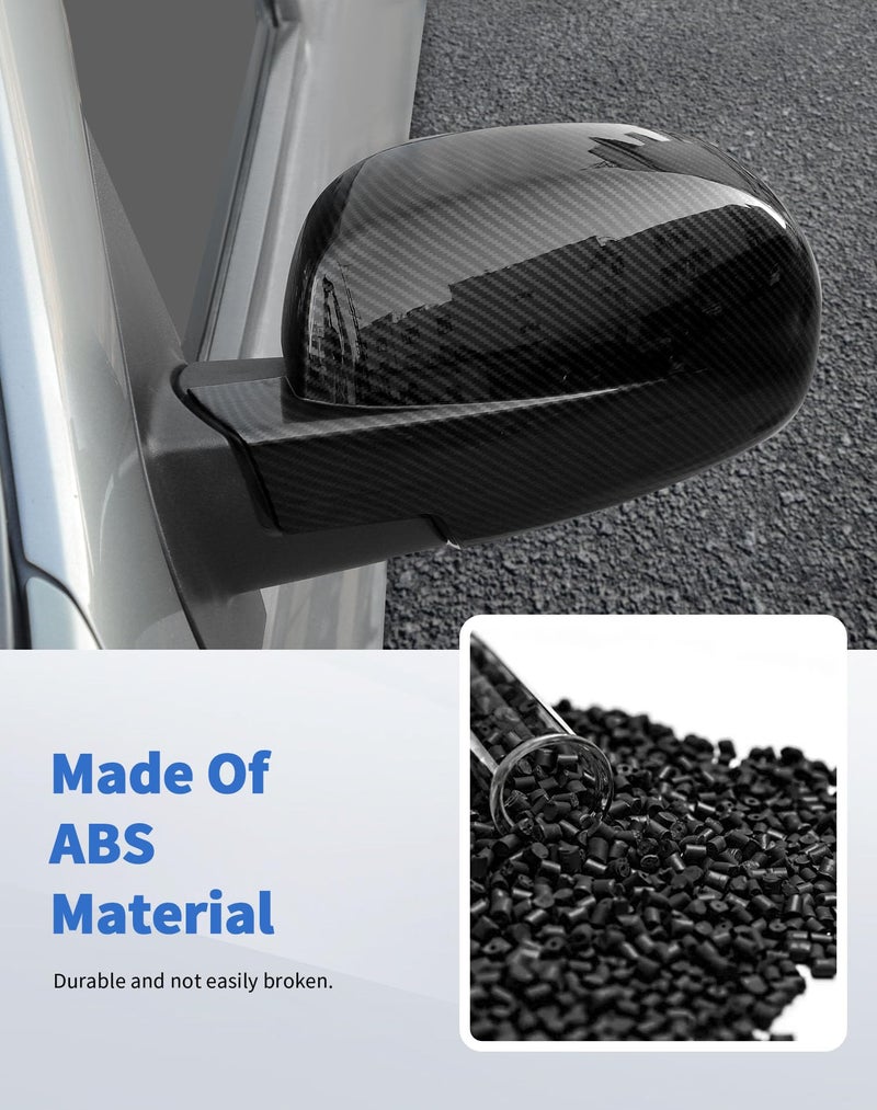 DSWSQ Rearview Mirror Fully Caps Covers Compatible with 2007-2014 Chevy Silverado GMC Sierra Avalanche Tahoe Suburban Yukon Escalade ESV Left Right Side View Mirror Cover Caps, Carbon Fiber - Image 2