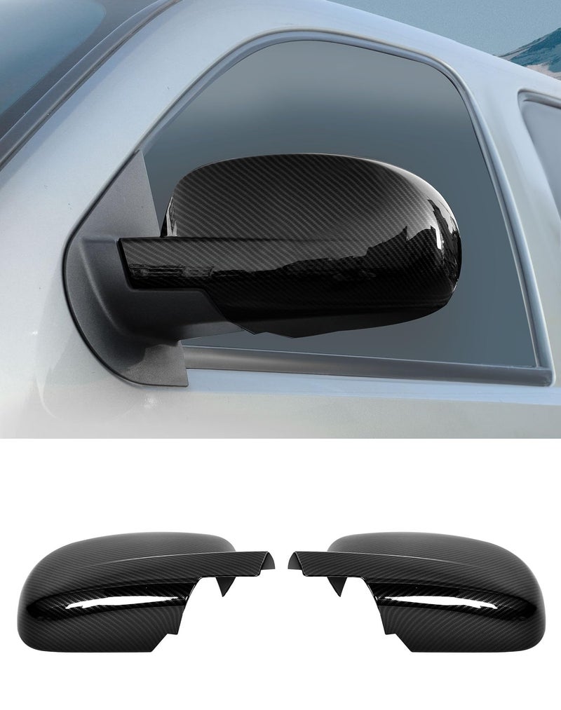 DSWSQ Rearview Mirror Fully Caps Covers Compatible with 2007-2014 Chevy Silverado GMC Sierra Avalanche Tahoe Suburban Yukon Escalade ESV Left Right Side View Mirror Cover Caps, Carbon Fiber - Image 1