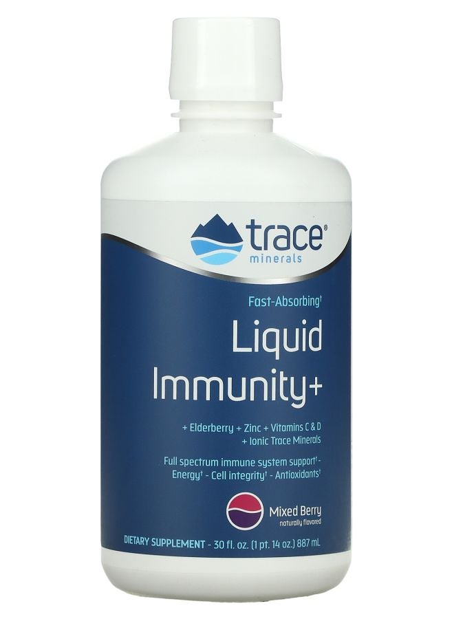 Trace Minerals Fast-Absorbing Liquid Immunity+ Mixed Berry 30 fl oz (887 ml)