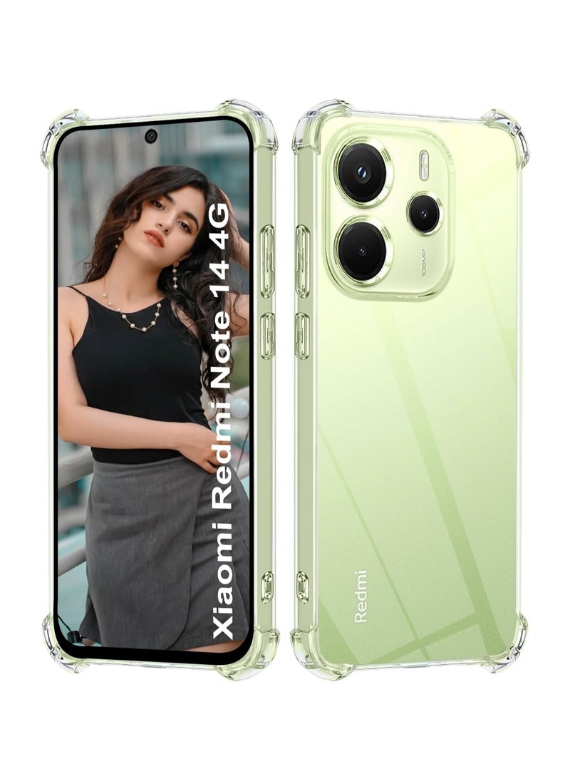 Clear Case Compatible with Xiaomi Redmi Note 14 4G Ultra Thin TPU Case Air Cushion Protection Not Easy to Yellow Shockproof Case For Redmi Note 14 Transparent
