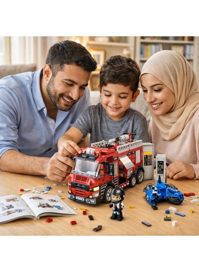 Qman Fire Truck Building Blocks Set for Kids – 275 Pieces with 2 Mini Figures, Emergency Rescue Construction Toy Ages 6+ - Image 3