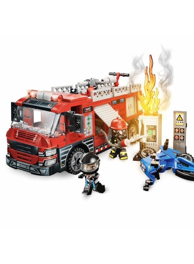 Qman Fire Truck Building Blocks Set for Kids – 275 Pieces with 2 Mini Figures, Emergency Rescue Construction Toy Ages 6+ - Image 1