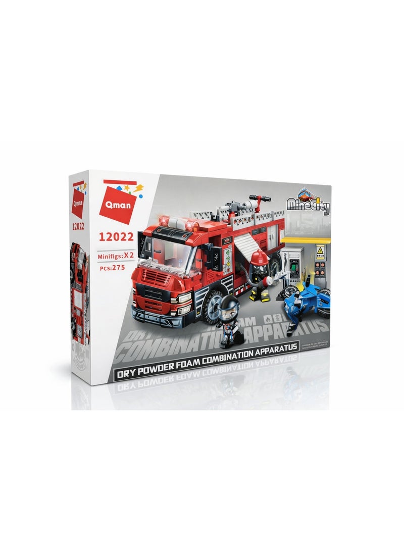 Qman Fire Truck Building Blocks Set for Kids – 275 Pieces with 2 Mini Figures, Emergency Rescue Construction Toy Ages 6+ - Image 4