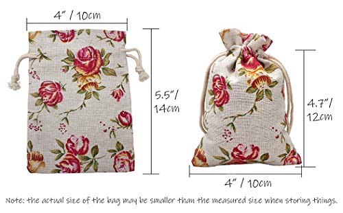 Hapdoo 24 Pack Rose Double Drawstring Burlap Bags Gift Burlap Favor Bag Reusable Linen Bags Jewelry Pouches Sacks for Wedding Party 55x 4 Presents Festivals Mothers Day Gift - Image 5
