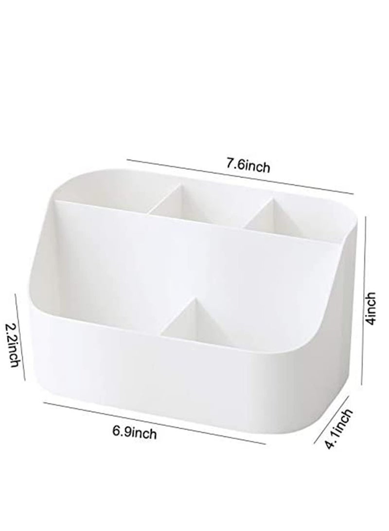 SOLARAE Desk Organizer 5 Compartment Pen Pencil Holder Stationery Desktop Caddy Office Storage for Kids Teacher Pen Holder for Desk Cute Organization and Accessories for Office, Home, School(White) - Image 5