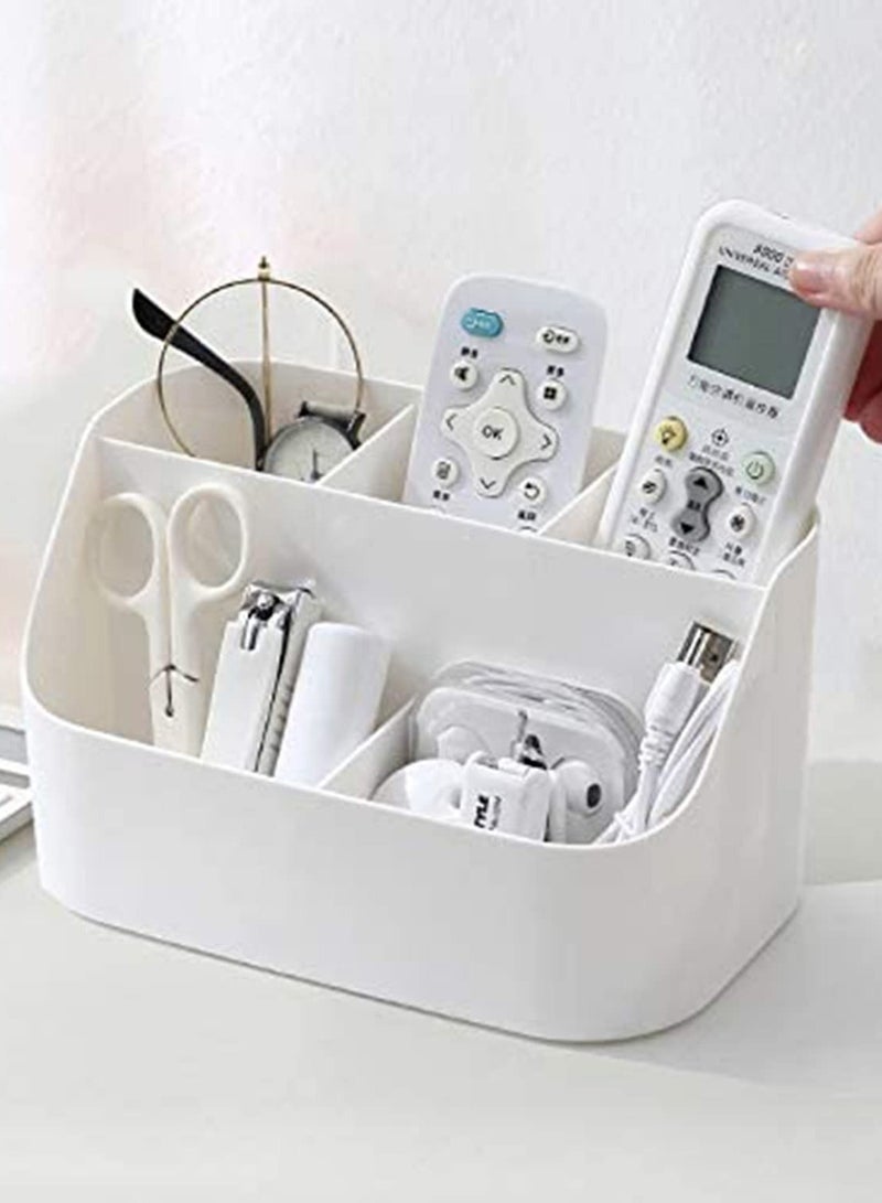 SOLARAE Desk Organizer 5 Compartment Pen Pencil Holder Stationery Desktop Caddy Office Storage for Kids Teacher Pen Holder for Desk Cute Organization and Accessories for Office, Home, School(White) - Image 3