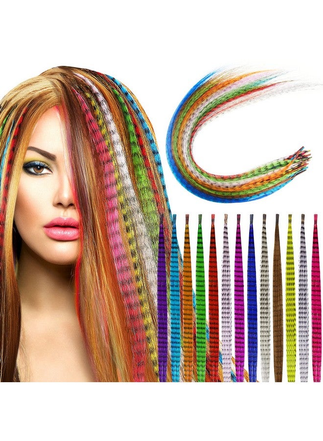 Geosar 78 Pieces Synthetic Feather Hair Mixed Color Feather Extensions Not Real Feather Hair Extensions Colorful Hair Feathers Extensions Long Straight Hair Feathers For Party Teen Girl 13 Colors - Image 1