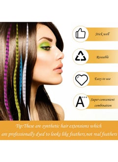 Geosar 78 Pieces Synthetic Feather Hair Mixed Color Feather Extensions Not Real Feather Hair Extensions Colorful Hair Feathers Extensions Long Straight Hair Feathers For Party Teen Girl 13 Colors  - Image 5