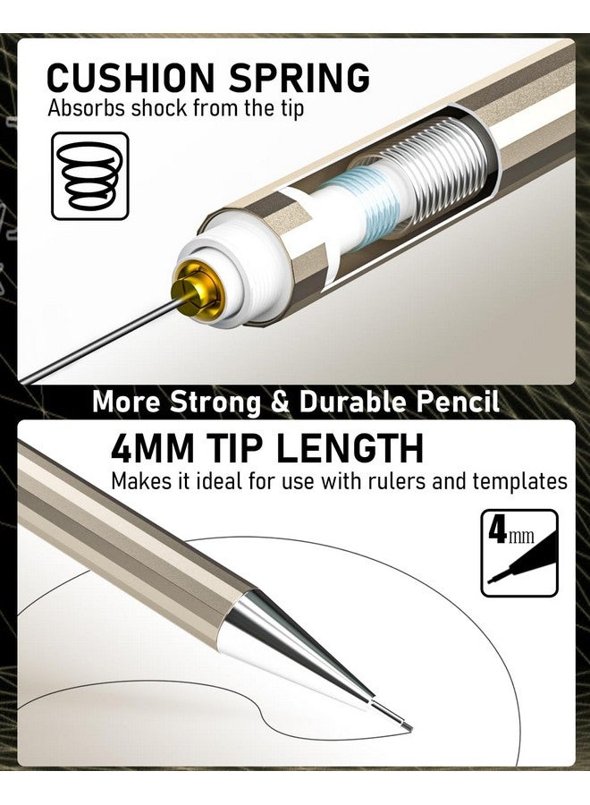 Nicpro 34Pcs Art Mechanical Pencil Set, Metal Drafting Pencil 0.3 Mm & 0.5 Mm & 0.7 Mm & 0.9 Mm & 2Pcs 2Mm Lead Holder (6B 4B 2B Hb 2H 4H Colors) For Sketching Drawing With 19 Tube Lead Refills Case - Image 4