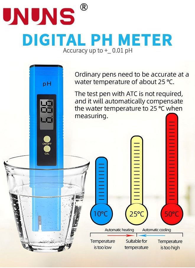 UNUNS Water Quality Tester,Digital PH Meter And TDS Meter Combo Kit,Water Quality Tester,Auto Calibration,Ideal Kit For Aquarium,Swimming Pool,Drinking Water  - Image 3