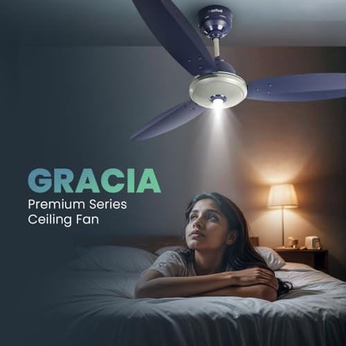 ACTIVA Gracia 1200mm Ceiling Fan with LED Light | 5 Star Energy Saving BLDC Motor | Remote Control, Reversible Mode & Timer | 3 Blade High Speed Ceiling Fan | 4 Year Warranty | Sparkle Blue - Image 3