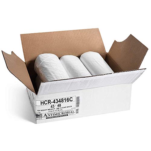 Aluf Plastics High Density Trash Bags 56 Gallon 200 Count 16 Micron eq 43 x 48 Clear for Bathroom Office Industrial Commercial Janitorial Municipal Recycling - Image 3