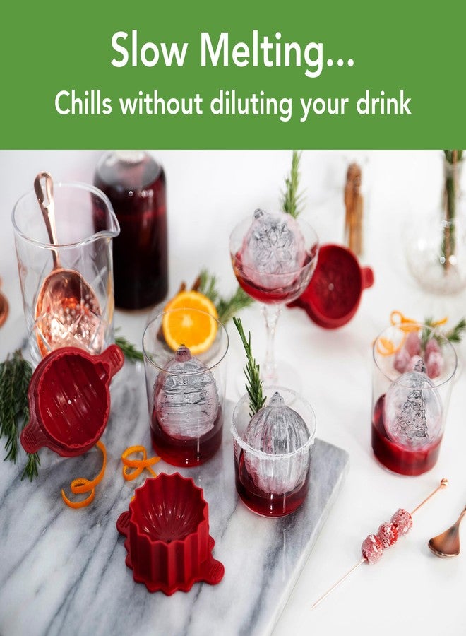 توفولو قوالب ثلج على شكل زينة عيد الميلاد من توفولو، خالية من الروائح ومادة BPA - آمنة للغسل في غسالة الأطباق، مجموعة من 4 قطع، زينة - Image 2