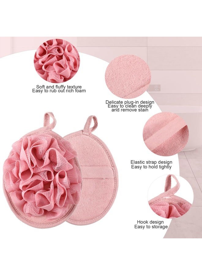 Zopeal 12 Pieces Shower Puff Bath Travel Loofah with Elastic Hand Strap Exfoliating Shower Gift Bulk Washable Loofah Mesh Sponges Bath Flower Ball Pad Body Scrubber for Men and Women - Image 3