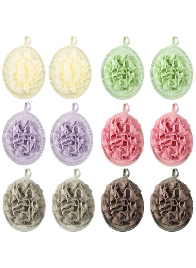 Zopeal 12 Pieces Shower Puff Bath Travel Loofah with Elastic Hand Strap Exfoliating Shower Gift Bulk Washable Loofah Mesh Sponges Bath Flower Ball Pad Body Scrubber for Men and Women - Image 1