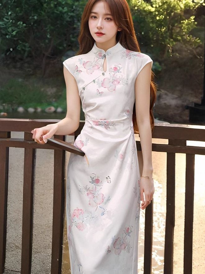 New Chinese Style Printed Improved Cheongsam Young Style Slimming And Whitening Slit Long Dress For Women 2025 Summer - Image 4