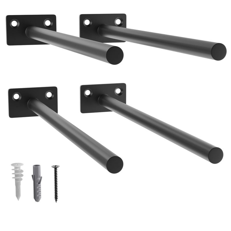 Leopo Black 4 Pack-10 Inch Floating Shelf Bracket, Hidden Brackets For Floating Wood Shelves - Image 1