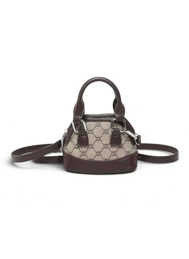 Aura Style Mini Crossbody Bag for Women, Trendy Geometric Small Handbag, PU Leather Shoulder Purse, Coffee - Image 1