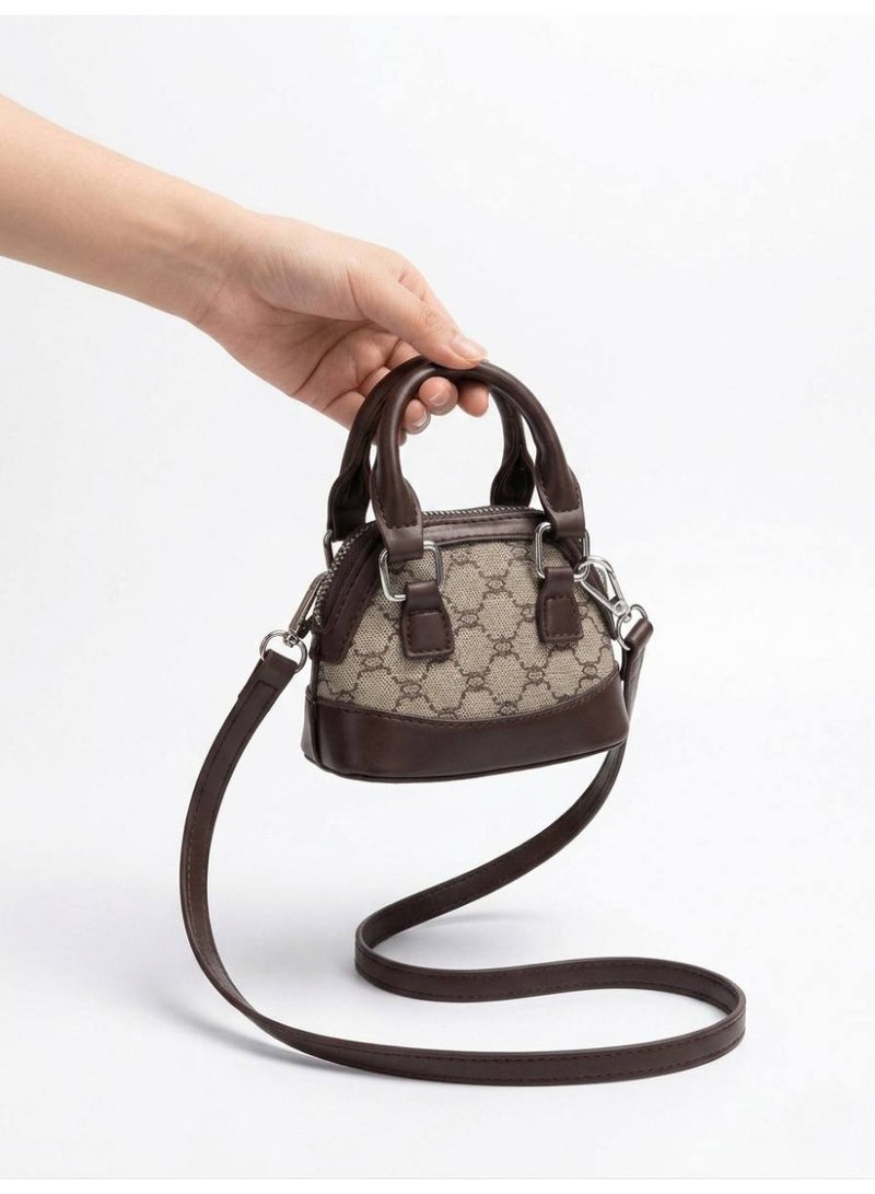 Aura Style Mini Crossbody Bag for Women, Trendy Geometric Small Handbag, PU Leather Shoulder Purse, Coffee - Image 3