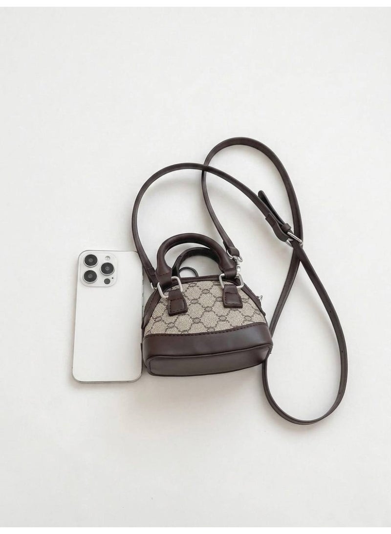 Aura Style Mini Crossbody Bag for Women, Trendy Geometric Small Handbag, PU Leather Shoulder Purse, Coffee - Image 4
