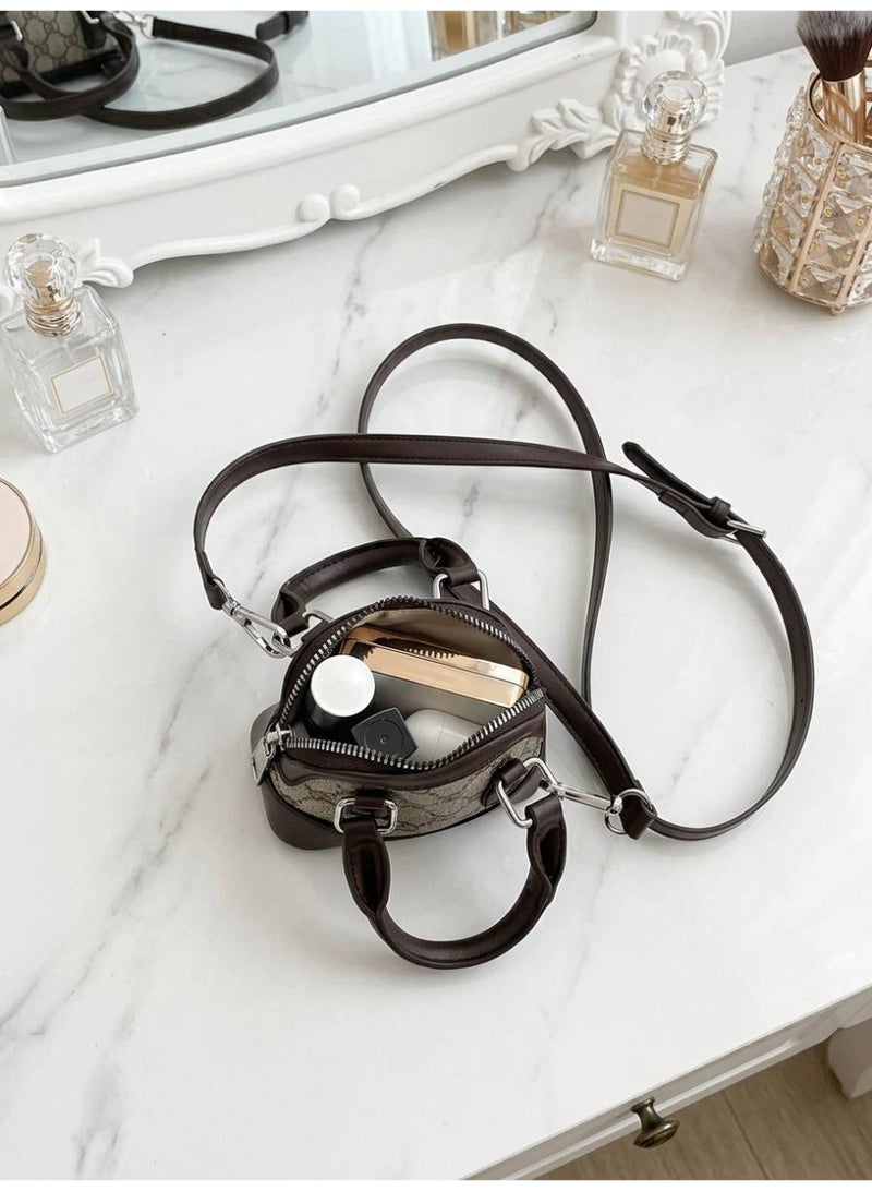 Aura Style Mini Crossbody Bag for Women, Trendy Geometric Small Handbag, PU Leather Shoulder Purse, Coffee - Image 5
