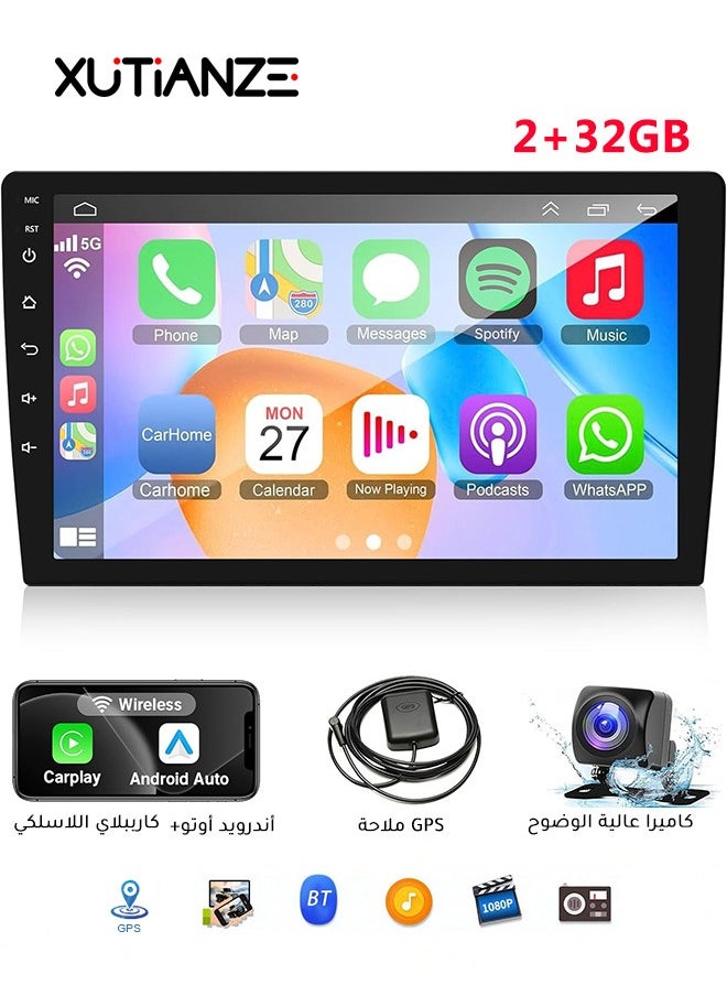 XUTIANZE - Car Stereo Android Double DIN 9 Inch Touchscreen Wireless CarPlay, Android Auto, Wireless Mirror Link | GPS Navigation Radio FM Radio WiFi/BT/USB Input - Image 1