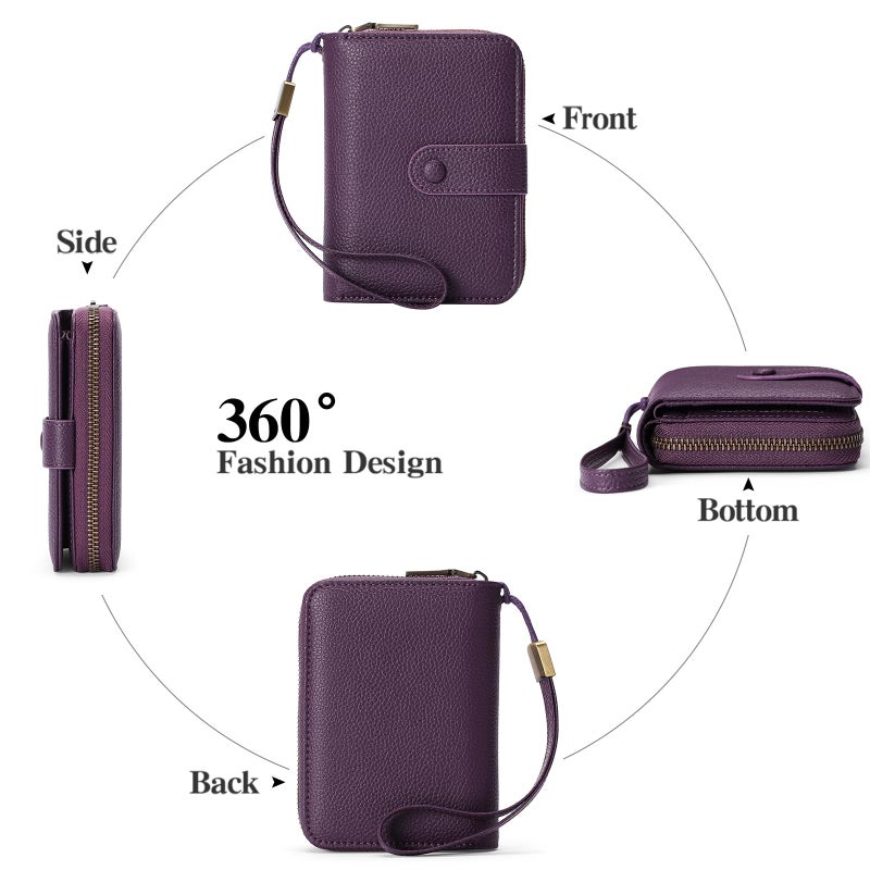 GAEKEAO Leather Credit Card Holder Wallet for Women RFID Blocking Large Capacity Bifold Zipper Card Case Organizer with Wristlet 32 Slots - Image 4