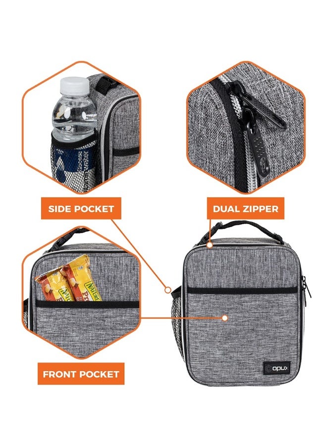 OPUX صندوق غداء معزول فاخر من أوبوكس، حقيبة غداء مدرسية ناعمة للأطفال الأولاد والبنات، دلو غداء صغير مضاد للتسرب للرجال والنساء في العمل، حقيبة غداء قابلة لإعادة الاستخدام ومضغوطة للمكتب للبالغين، رمادي فاتح - Image 4