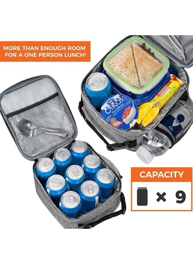 OPUX صندوق غداء معزول فاخر من أوبوكس، حقيبة غداء مدرسية ناعمة للأطفال الأولاد والبنات، دلو غداء صغير مضاد للتسرب للرجال والنساء في العمل، حقيبة غداء قابلة لإعادة الاستخدام ومضغوطة للمكتب للبالغين، رمادي فاتح - Image 5