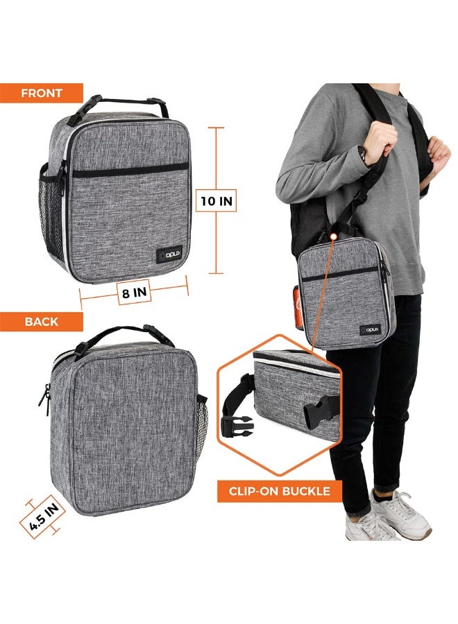 OPUX صندوق غداء معزول فاخر من أوبوكس، حقيبة غداء مدرسية ناعمة للأطفال الأولاد والبنات، دلو غداء صغير مضاد للتسرب للرجال والنساء في العمل، حقيبة غداء قابلة لإعادة الاستخدام ومضغوطة للمكتب للبالغين، رمادي فاتح - Image 3