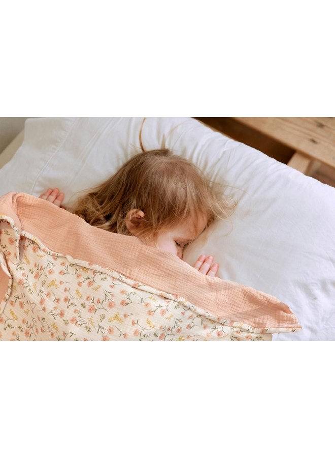 Little Jump Little Jump Muslin Baby Blankets for Girls, Large 47" x 47" Cotton Crib Blanket for Baby Infant Toddler, Soft Breathable and Lightweight Toddler Quilt for Girls (Peach Floral)  - Image 2