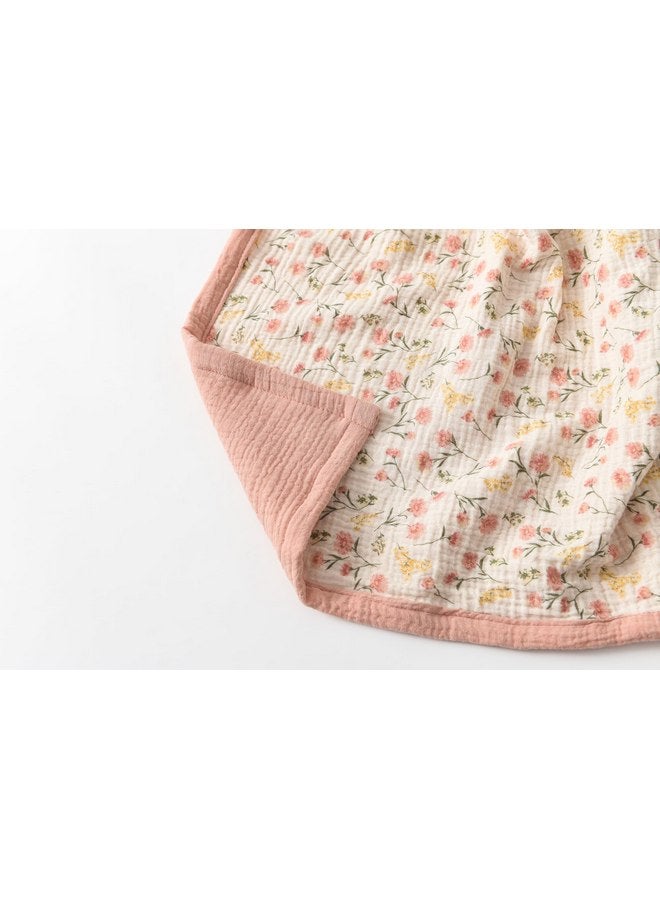 Little Jump Little Jump Muslin Baby Blankets for Girls, Large 47" x 47" Cotton Crib Blanket for Baby Infant Toddler, Soft Breathable and Lightweight Toddler Quilt for Girls (Peach Floral)  - Image 5