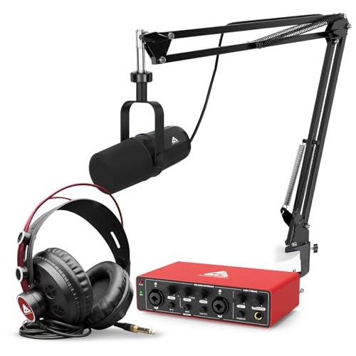 Audio Array Professional Dynamic Bundle with Headphones & Audio Interface - USB/XLR Dynamic Microphone, 24-bit/192kHz Interface, Boom Arm & Semi-Open Headphones | Plug & Play Podcast Kit - PB-12 - Image 1
