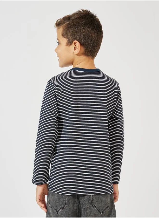 Styli Striped Long Sleeve Cotton T-Shirt